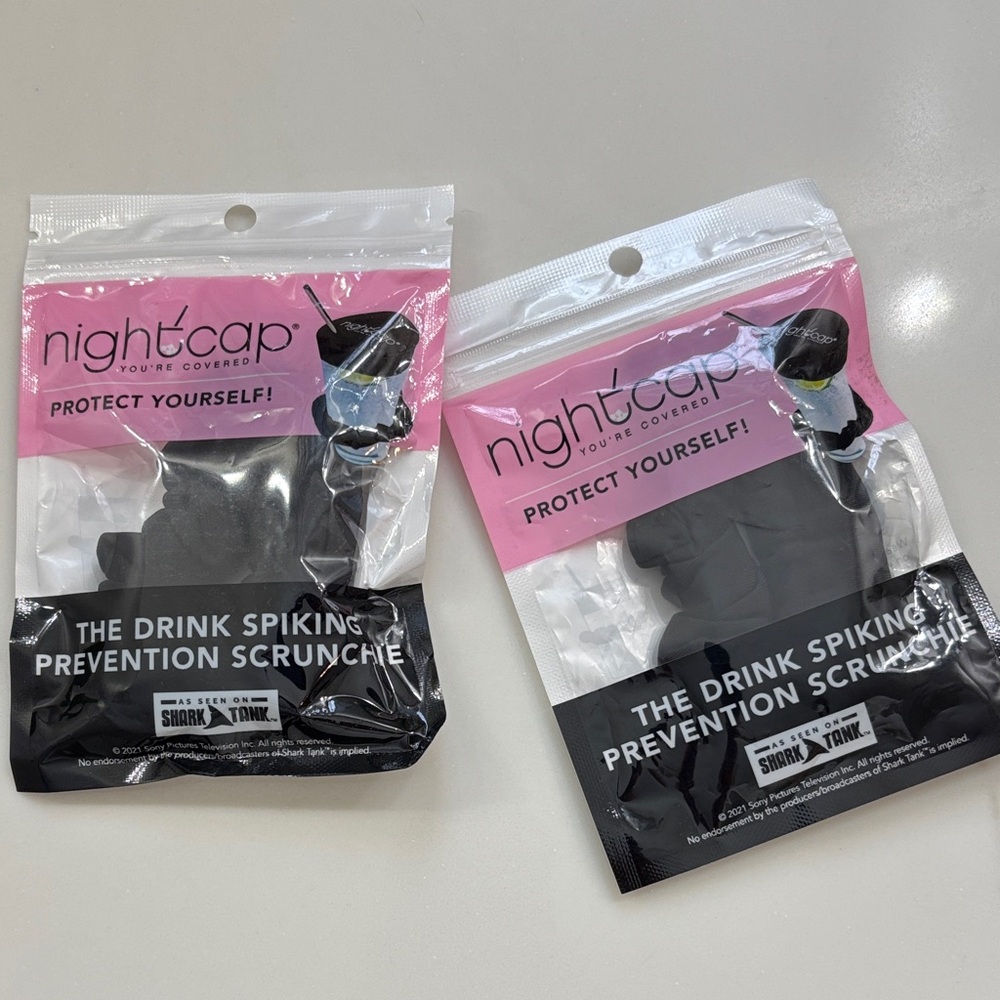 Nightcap Black Drink Cover Scrunchie - two